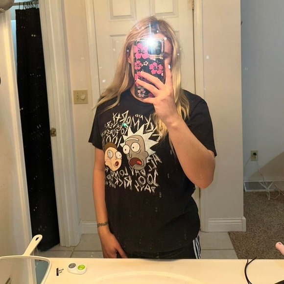 Rick and Morty black and white t-shirt Size Medium - Picture 1 of 5